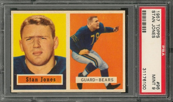1957 Topps Football #96 Stan Jones – PSA MINT 9 "1 of 2!"